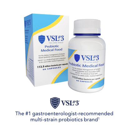 VSL#3® Probiotics for Digestive Health, IBS & UC Symptoms - 112.5B CFUs, High-Potency, Multi-Strain, Live, Refrigerated Probiotic, Medical Food for Gut Health Support in Men & Women, 60 Capsules VSL #3Buy Supplements Australia