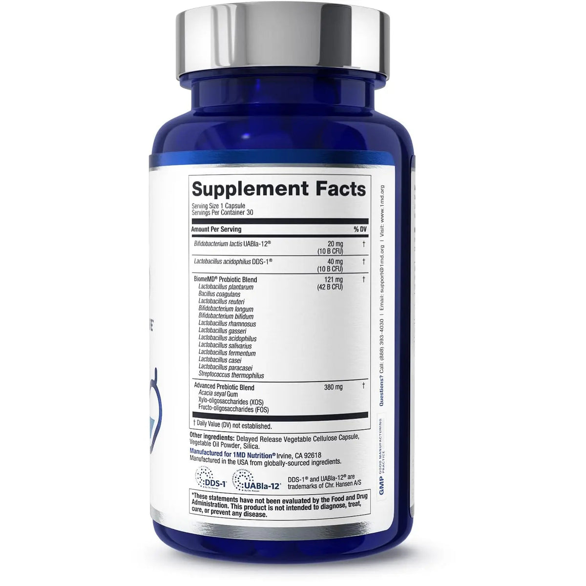 1MD Nutrition BiomeMD Probiotics | 62 Billion CFUs, 15 Comprehensive Strains - Pro & Prebiotics | Doctor-Formulated for Digestive Health & Immune Support | 30 Capsules 1MD NutritionBuy Supplements Australia