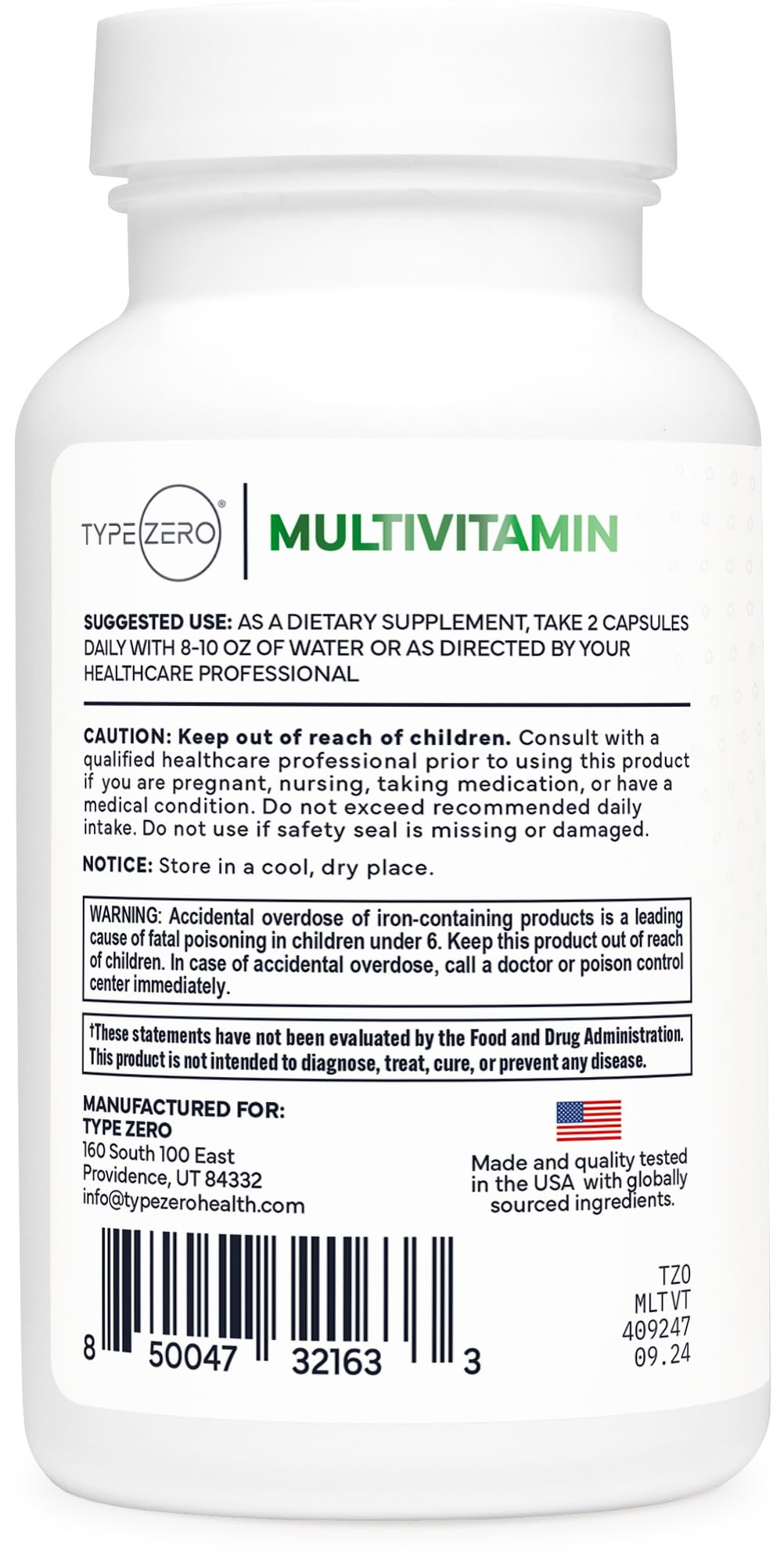 Type Zero Multivitamin Capsules (120 Capsules) (1300 mg) - with Probiotics + 22 Vitamins and Minerals, GMO-Free Type ZeroBuy Supplements Australia