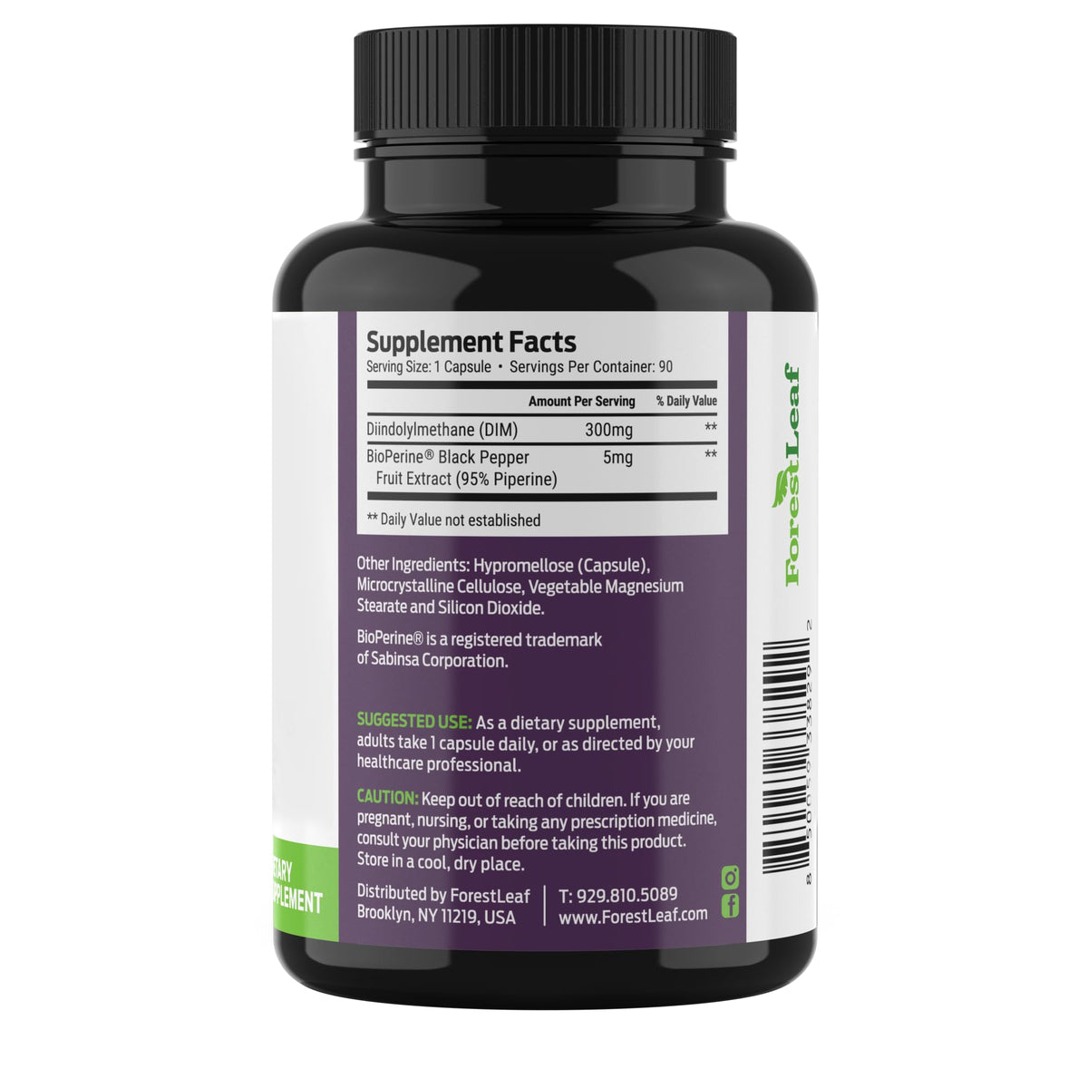 ForestLeaf DIM Supplement - 300mg DIM Estrogen Supplement for Women/Men - Diindolylmethane with BioPerine Black Pepper - Support for Detox, Metabolism, Hormone Balance & Menopause - 90 Caps ForestLeafBuy Supplements Australia