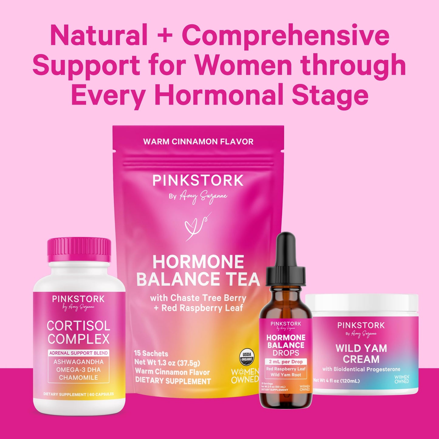 Pink Stork Hormone Balance Drops for Women - Supports Hormonal Health, PMS, Perimenopause & Mood, with Red Raspberry Leaf & Wild Yam - Liquid Supplement - Vegan, 2oz, 30 Servings Pink StorkBuy Supplements Australia