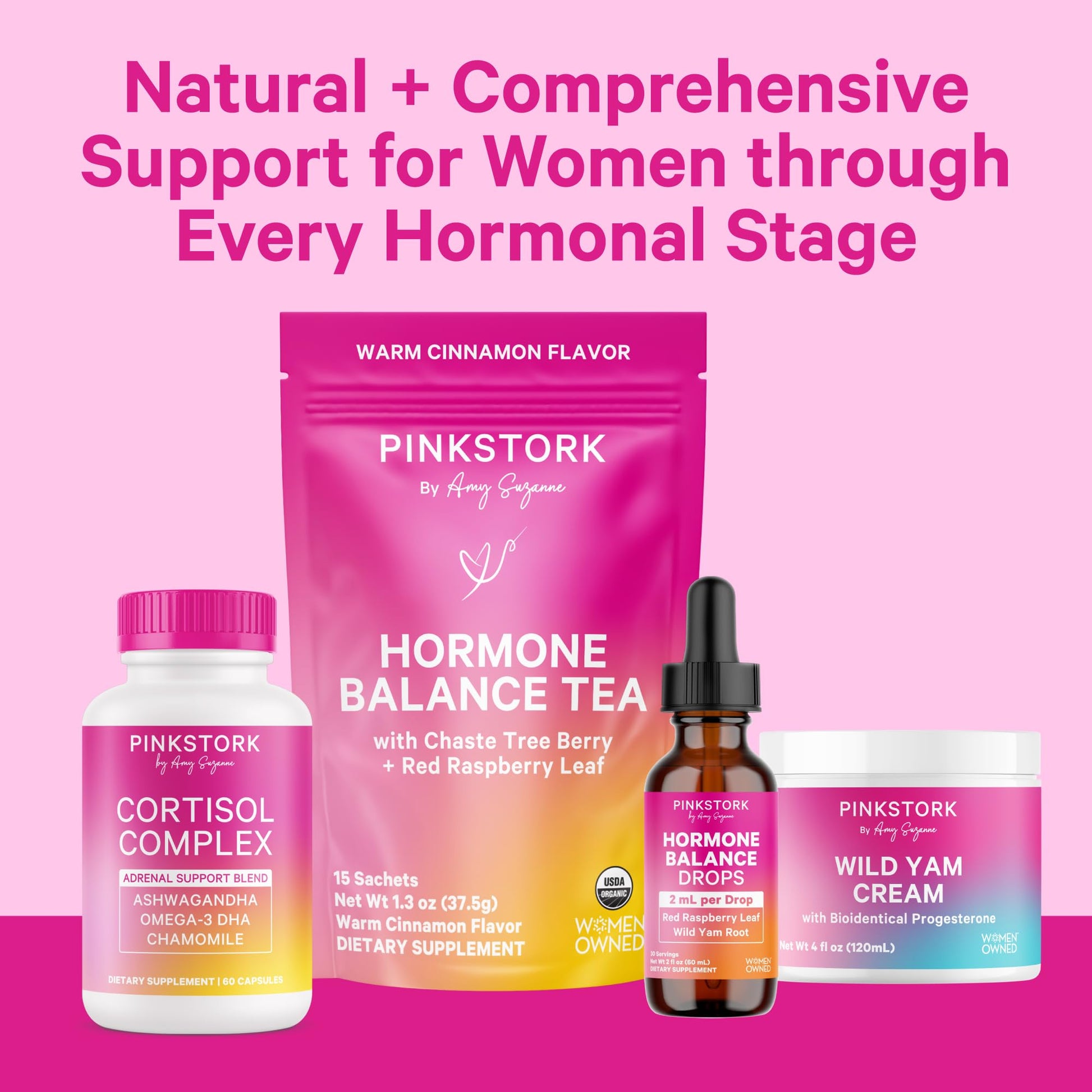 Pink Stork Hormone Balance Drops for Women - Supports Hormonal Health, PMS, Perimenopause & Mood, with Red Raspberry Leaf & Wild Yam - Liquid Supplement - Vegan, 2oz, 30 Servings Pink StorkBuy Supplements Australia