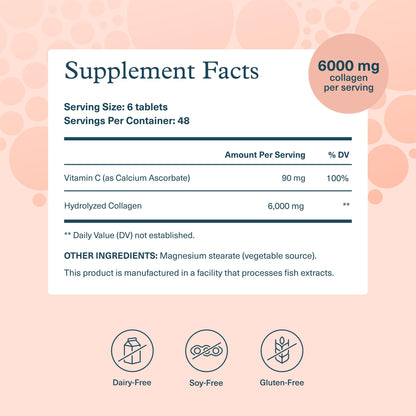 Youtheory Advanced Collagen - 6,000 mg Hydrolyzed Collagen Peptides - Includes Antioxidants & Contains Vitamin C - Hair Growth, Nails, Joint Health & Bone Support* - 290 Tablets (48-Day Supply) Youtheory buy supplements Au