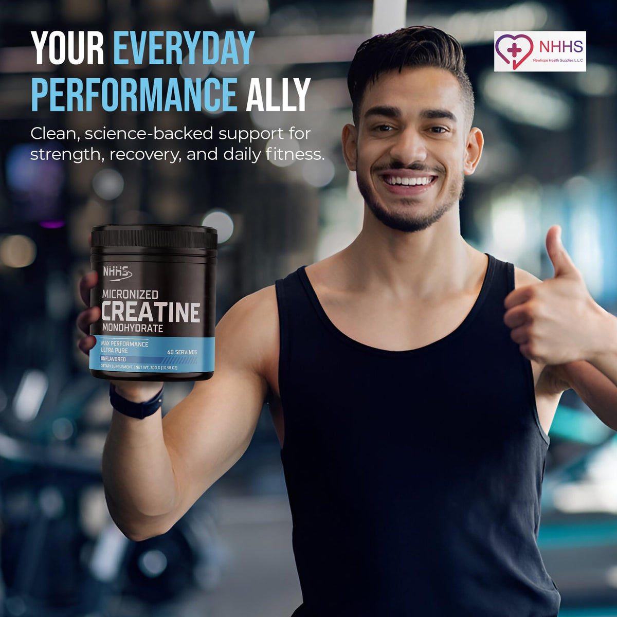 NHHS Micronized Creatine Monohydrate – Supports Strength & Muscle Performance | Ultra-Pure, Unflavored, 60 Servings, 300 Grams – Made in USA, Gluten-Free, Non-GMO NHHSBuy Supplements Australia