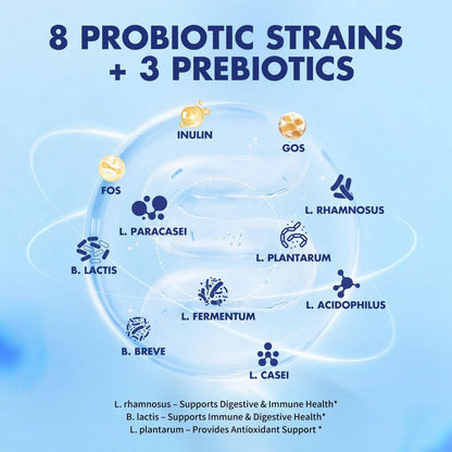 MISS PEP Probiotics 50 Billion CFU - 8 Unique Strains + 3 Prebiotics - Immune, Digestive & Gut Health - Supports Occasional Constipation, Diarrhea, Gas & Bloating - Probiotics for Women & Men - 30ct MISS PEPBuy Supplements Australia