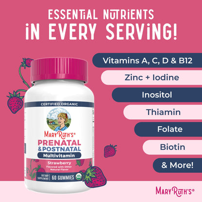 MaryRuth Organics Prenatal Vitamins for Women | USDA Organic Prenatal Gummies | Postnatal Vitamins for Women Breastfeeding | Methylfolate 800 mcg DFE | Iodine | Vegan | Non GMO | 30 Servings MARYRUTH'SBuy Supplements Australia