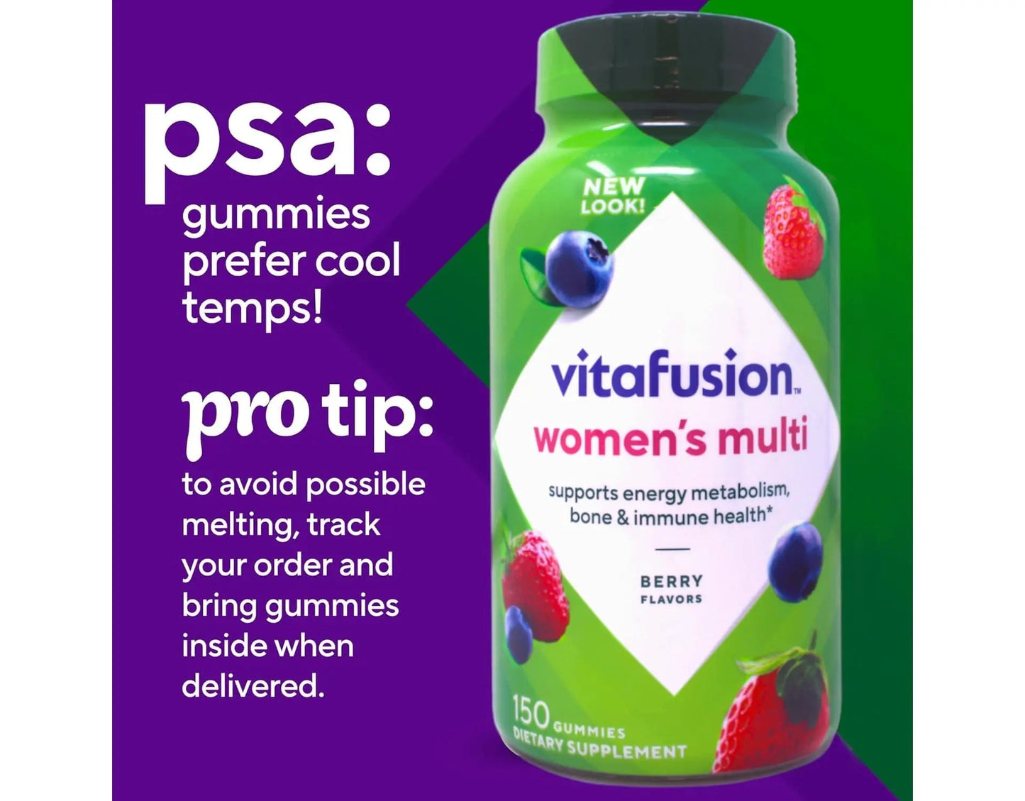 Vitafusion 150 Count with Vitamins A, C, D, E, B-6 and B-12 Womens Multivitamin Gummies, Berry Flavored Daily Vitamins for Women VitafusionBuy Supplements Australia