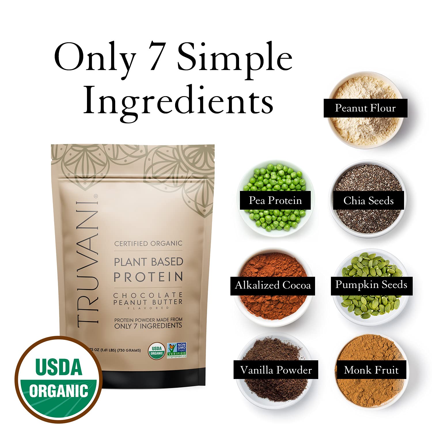Truvani Vegan Chocolate Peanut Butter Protein Powder - 20g Plant-Based Protein, Gluten TruvaniBuy Supplements Australia