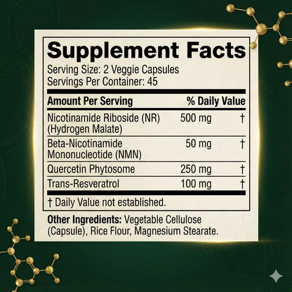 Auivty Liposomal NAD+ NMN Supplement with COQ10, Nicotinamide Riboside, Trans-Resveratrol, 900mg, 90 Veggie Capsules AuivtyBuy Supplements Australia