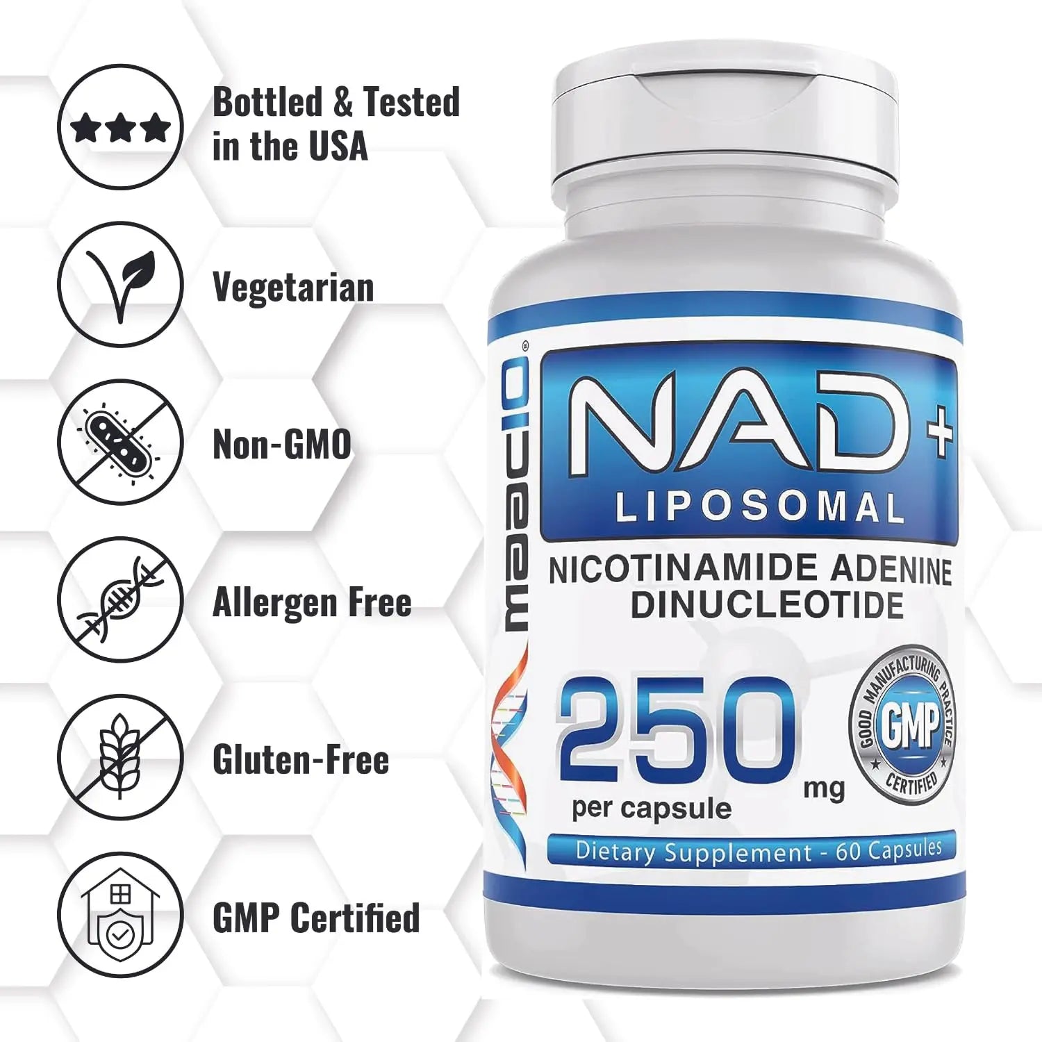 MAAC10 Liposomal NAD Supplement 500mg Serving (2x250mg Capsules) Actual Nicotinamide Adenine Dinucleotide MAAC10Buy Supplements Australia