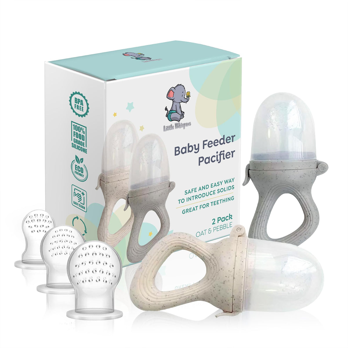 LittleWhispers Baby Fruit & Food Feeder Pacifier - Pacifier Feeders for Fresh Fruit or Frozen Breastmilk - Infant Teething Relief - Set of 2 Little Whispers buy supplements Au