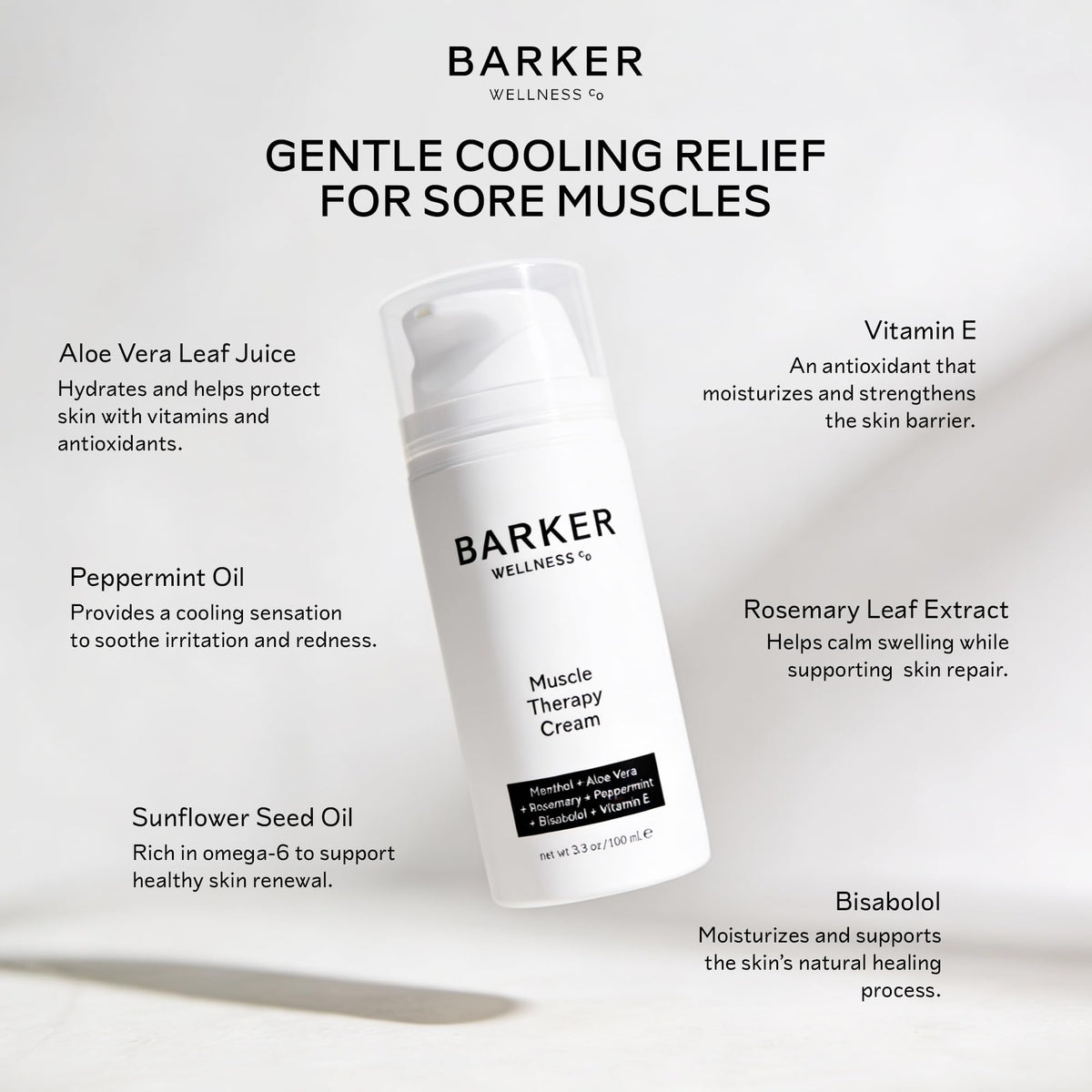 Barker Wellness Soothing Muscle Therapy Cream | Advanced Joint & Muscle Relief for Recovery & Relaxation | Enriched with Antioxidants & Moisturizing Vitamin E | All-Natural Vegan Formula (100ml) Barker Wellness CoBuy Supplements Australia