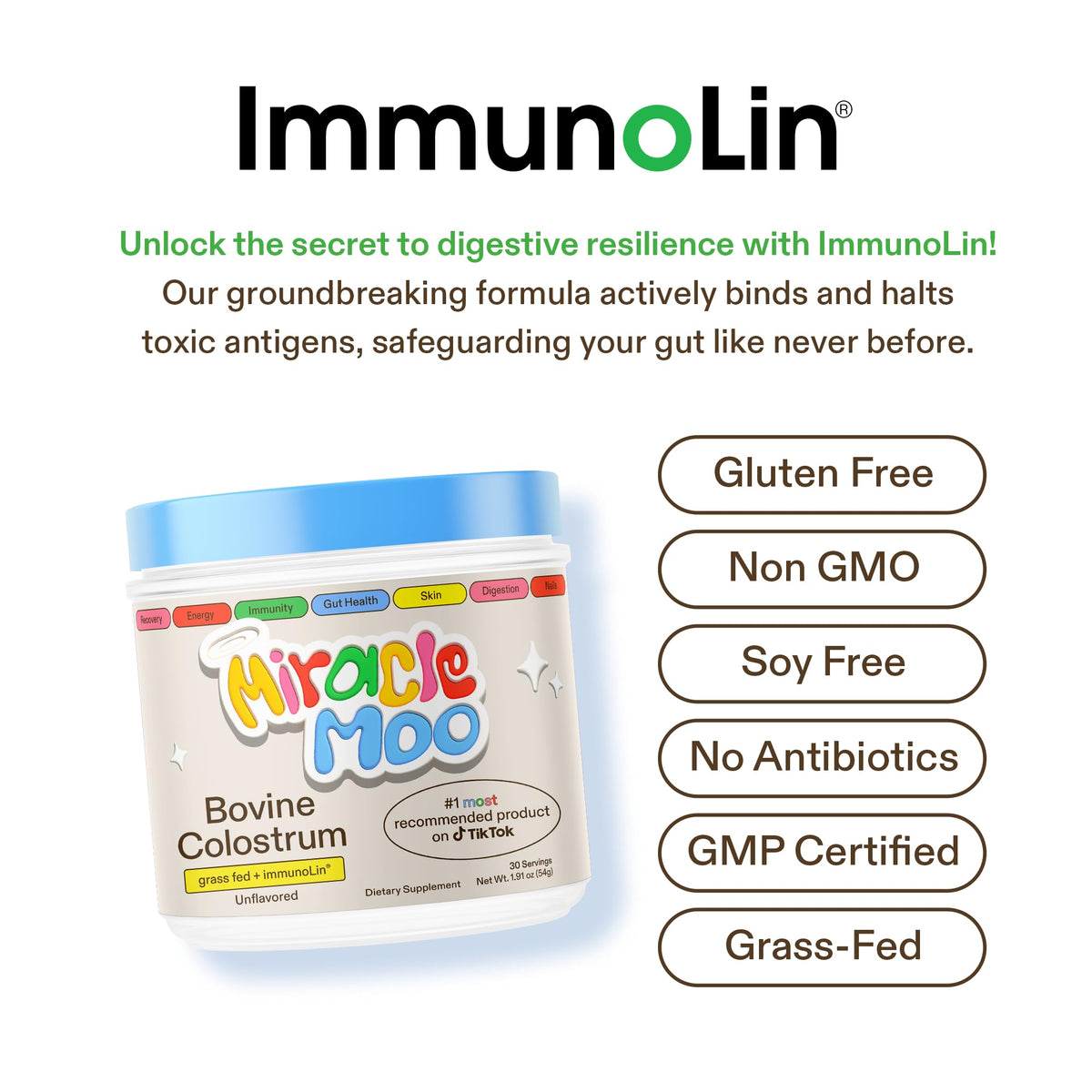 Colostrum Supplement for Gut Health, Hair Growth, Beauty and Immune Support Miracle MooBuy Supplements Australia