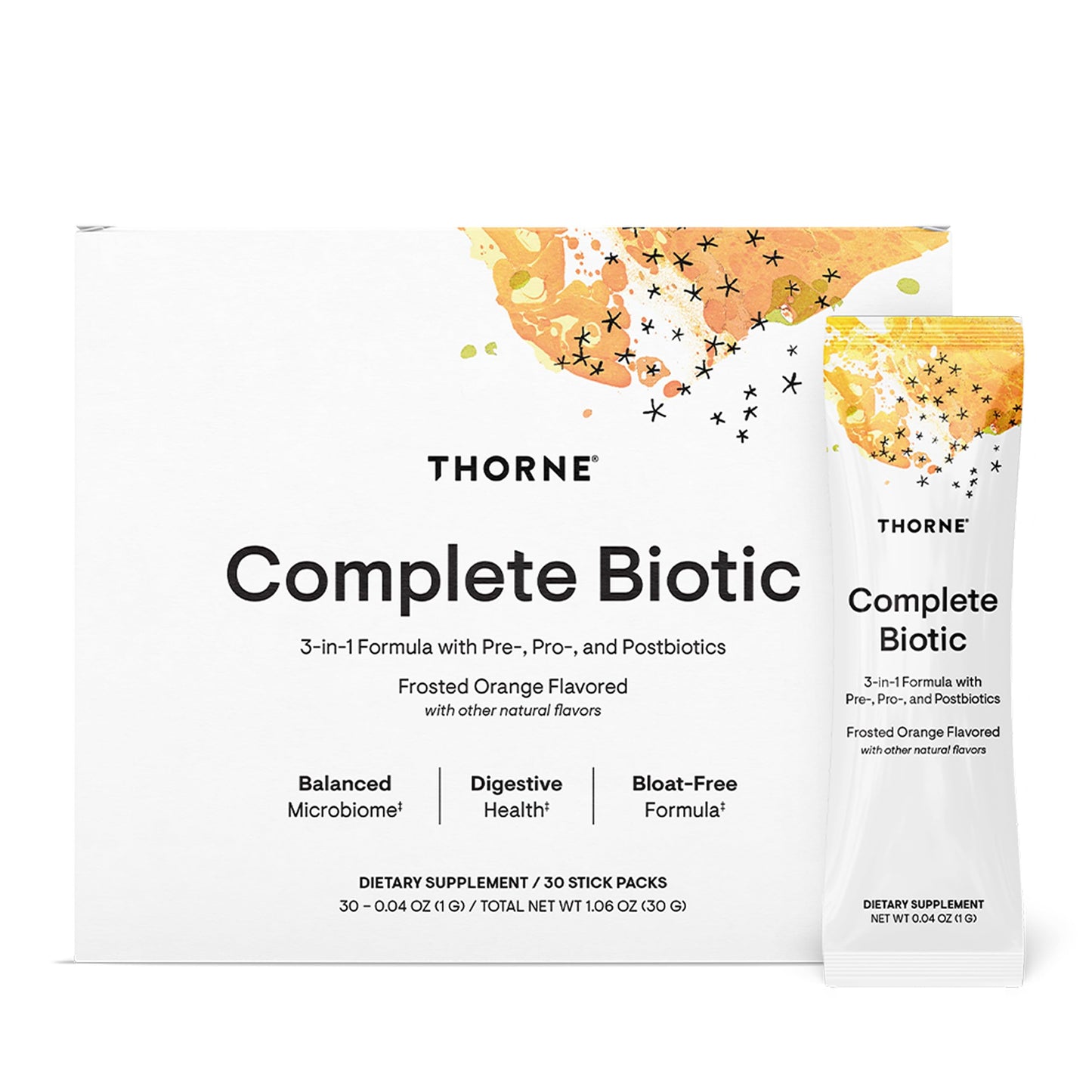 THORNE - Complete Biotic - Probiotic, Prebiotic & Postbiotic for Women, Men & Kids - Supports Gut, Digestive & Immune Health* - Occasional Constipation, Diarrhea, Gas & Bloating Relief* - 30 Servings THORNEBuy Supplements Australia