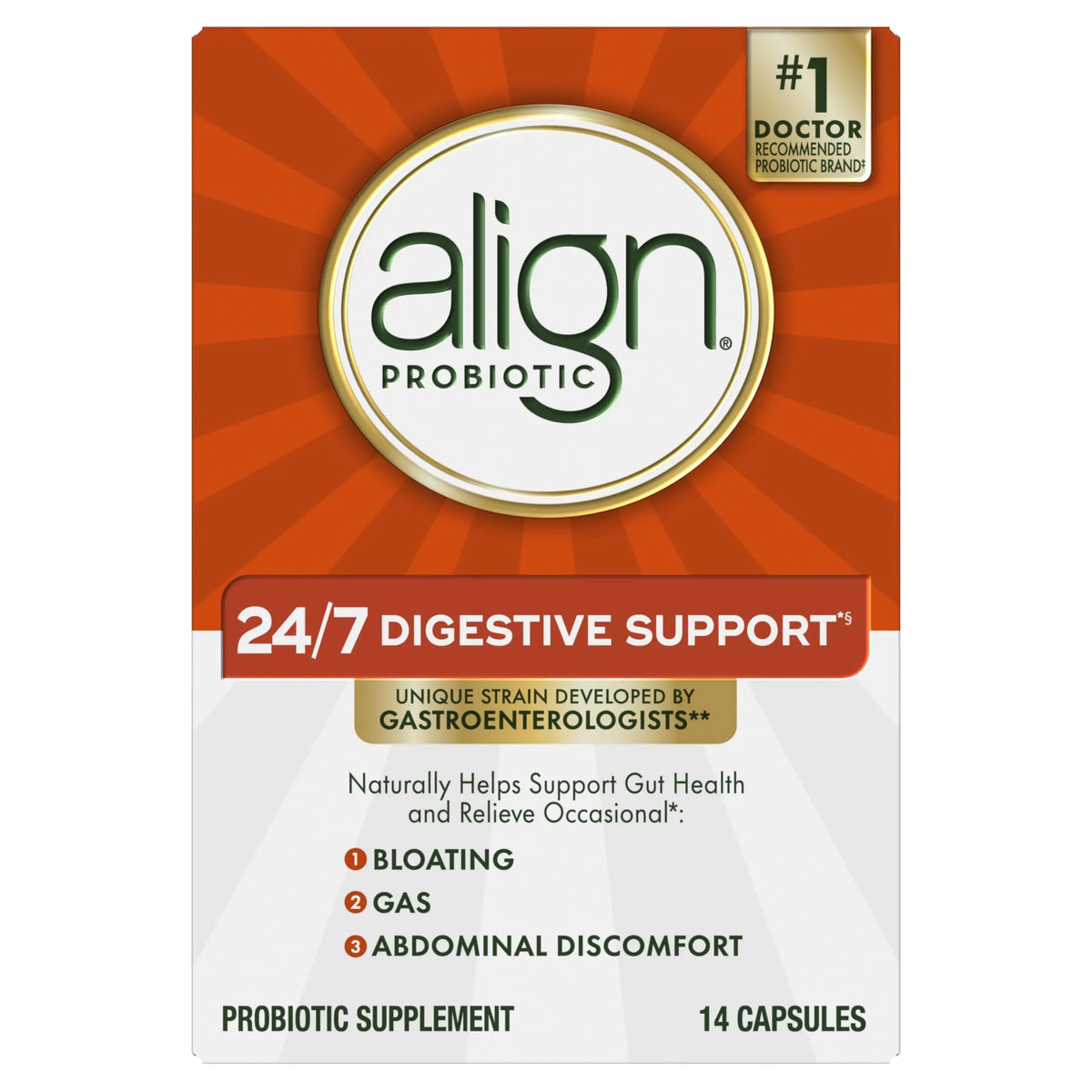 Align Probiotic, 24/7 Digestive Support*§, Probiotics for Women and Men, Probiotics for Digestive Health, Men and Womens Probiotic Capsules Help Relieve Occasional Bloating & Gas*, 14 Capsules AlignBuy Supplements Australia