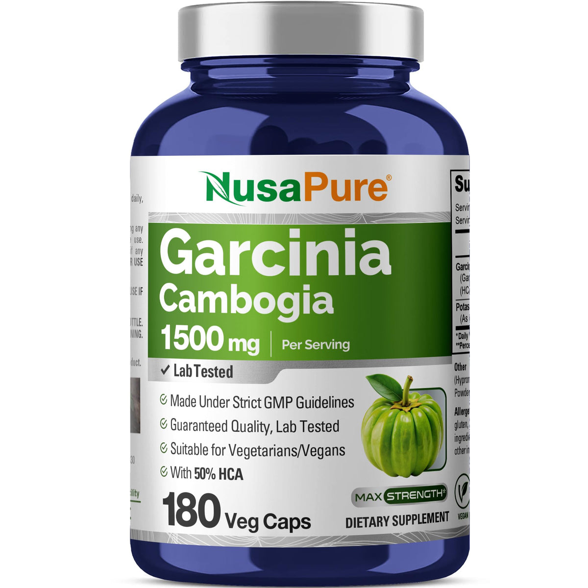 NusaPure Garcinia Cambogia 180 Veggie Capsules 1500mg (Vegetarian, Non-GMO, Vegan) NusaPureBuy Supplements Australia