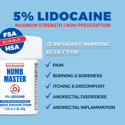 Clinical Resolution Numb Master 5% Lidocaine Numbing Cream for Pain Relief, Topical Anesthetic Burn Itch Cream Maximum Strength, Fast Acting Hemorrhoid Treatment with Vitamin E and Aloe, 1.25 Oz Clinical Resolution buy supplements Au