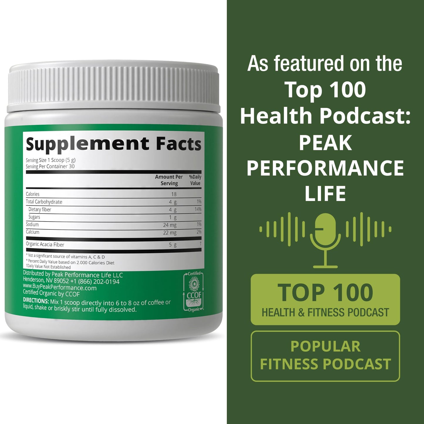 Peak Performance Organic Acacia Senegal Prebiotic Fiber Powder. Unflavored USDA Organic Plant Based Soluble Vegan Prebiotics Gut Health Supplement with Digestive Enzymes Peak PerformanceBuy Supplements Australia
