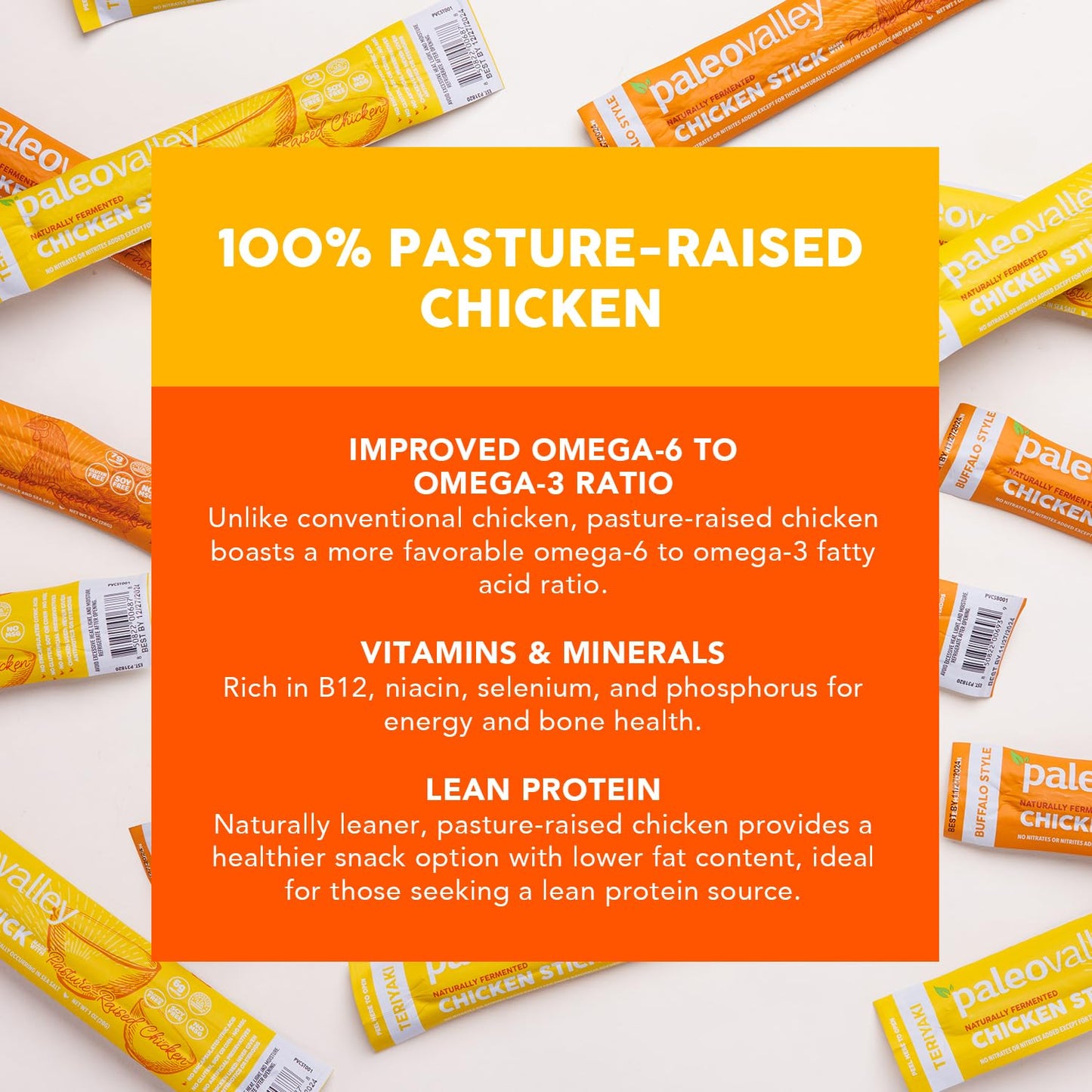 Paleovalley Pasture-Raised Chicken Sticks – 10 Pack – 7g Protein per Stick – Keto-Friendly, Paleo, Gluten-Free, Nitrate-Free – On-the-Go Snack (10 Pack, Buffalo) PaleovalleyBuy Supplements Australia