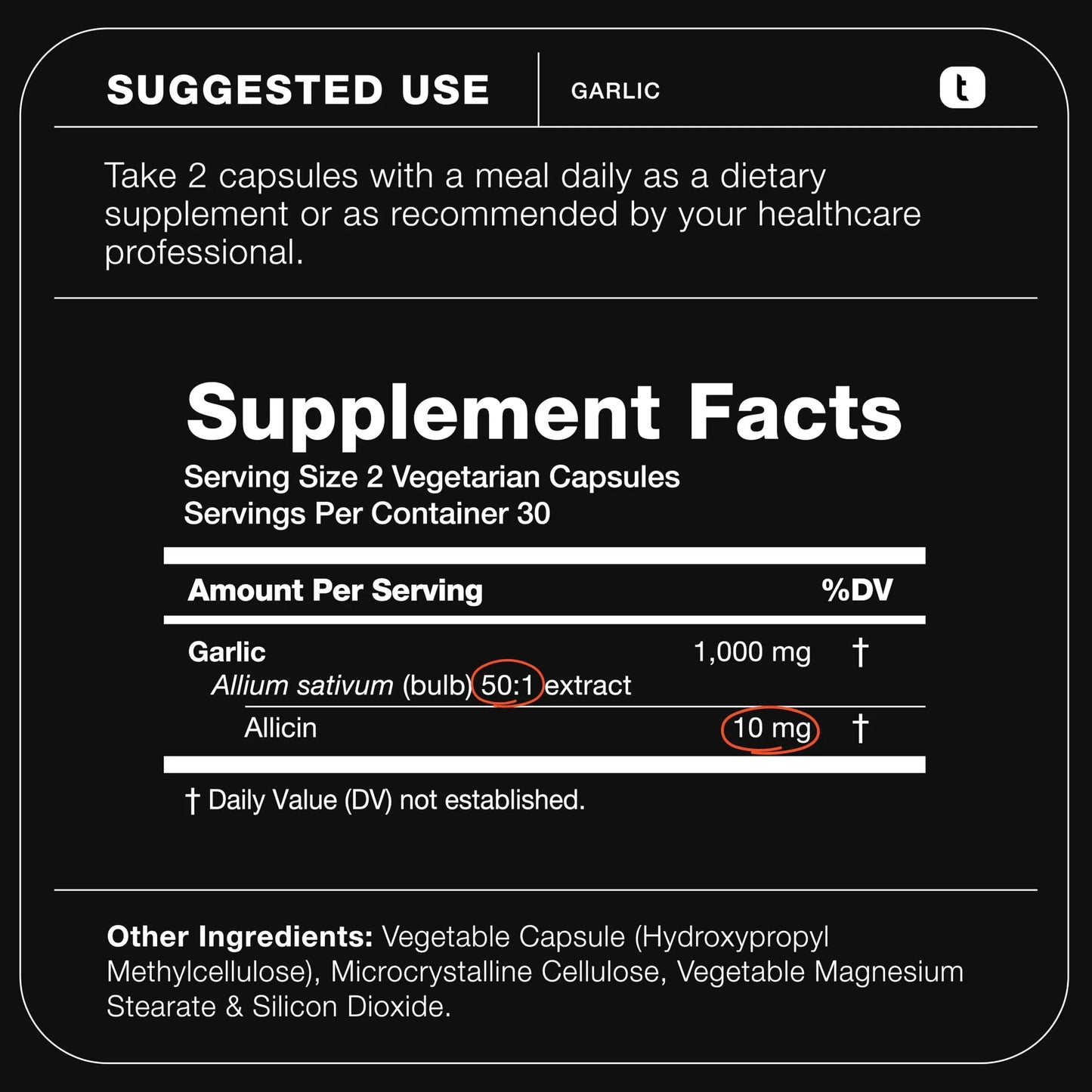 Toniiq Garlic Capsules with 10,000mcg Allicin - Odorless - 50:1 Extract for Maximum Potency - Third-Party Lab Tested - 60 Vegetarian Capsules Toniiq buy supplements Au