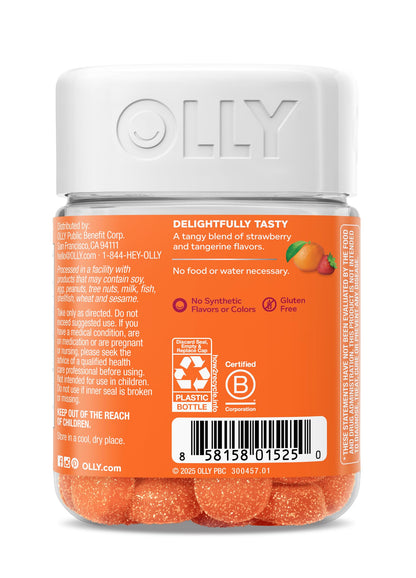 OLLY Laser Focus Gummy, Ginseng, Alpha GPC, B Vitamins, Berry Tangerine Flavor - 36 Count OLLYBuy Supplements Australia