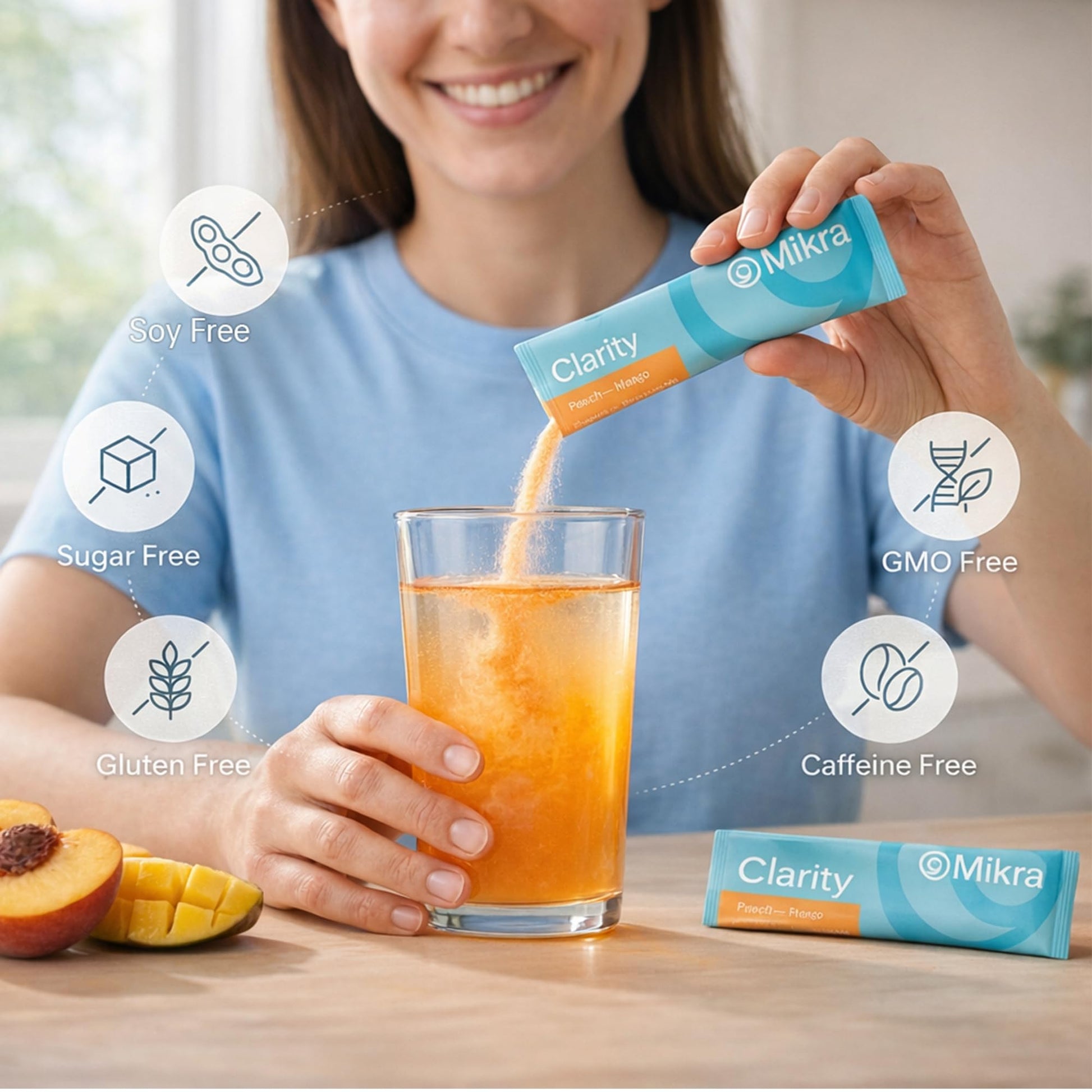 Mikra Clarity Nootropic Focus Drink Mix - Daily Cognitive & Calm Support Formula with Citicoline, Lion’s Mane & L-Theanine - Calm Drink Mix & Focus Aid for Energy and Clarity - 14 Single-Serve Sachets Mikra buy supplements Au