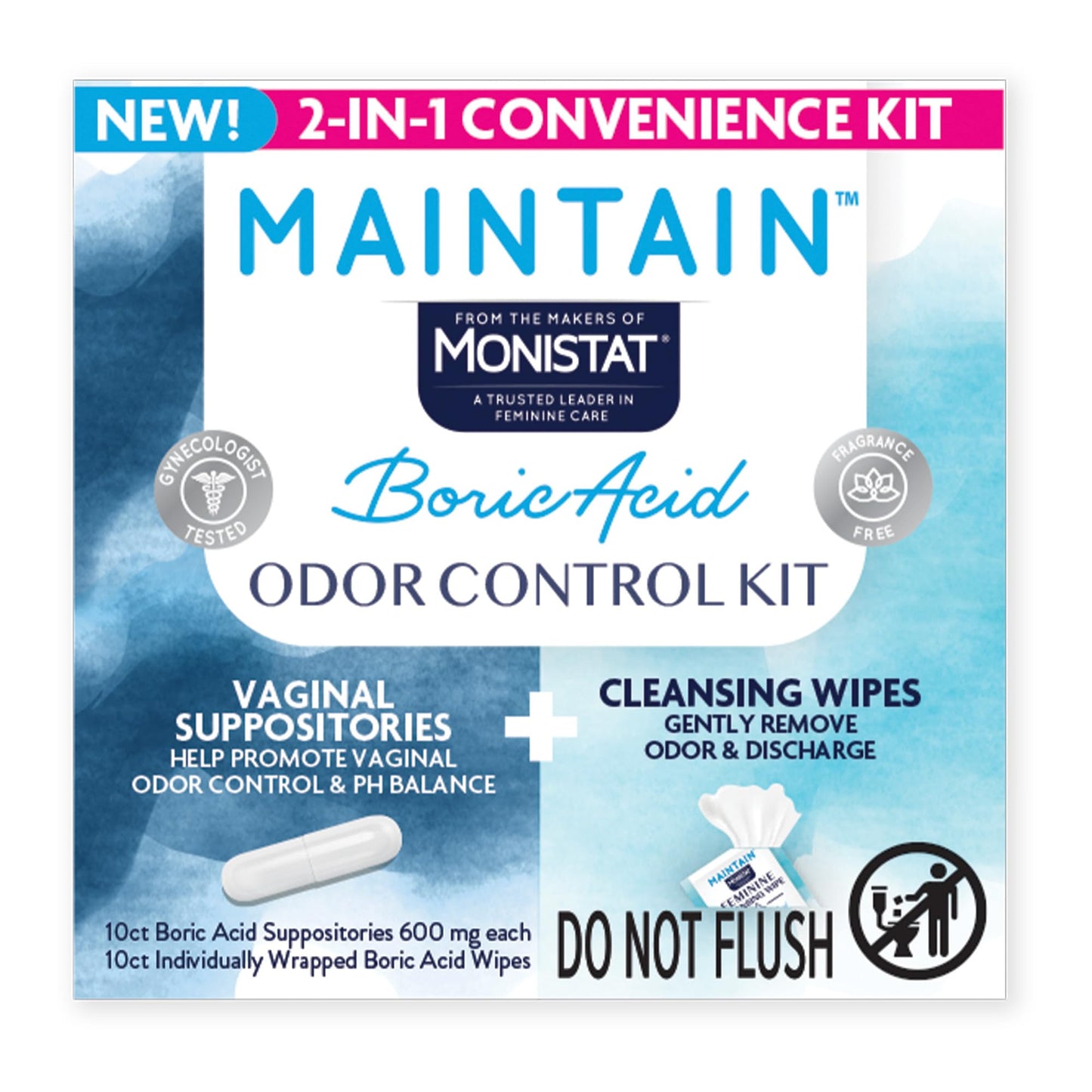 Monistat Maintain Boric Acid Odor Control Kit, 10 Feminine Wipes & 10 Boric Acid Suppositories for Women, Fragrance-Free and Non-Irritating pH Balanced Formulas to Control Vaginal Odor MonistatBuy Supplements Australia