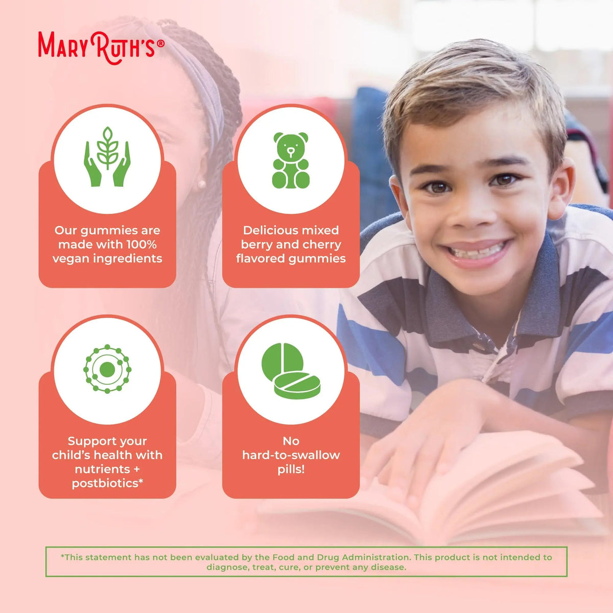 Kids Vitamins by MaryRuth's | USDA Organic | Multivitamin Gummies + Postbiotics for Ages 4+ | Multivitamin for Kids with Lactobacillus Rhamnosus | Children’s Vitamins | Vegan | Non-GMO | 60 Count MARYRUTH'SBuy Supplements Australia