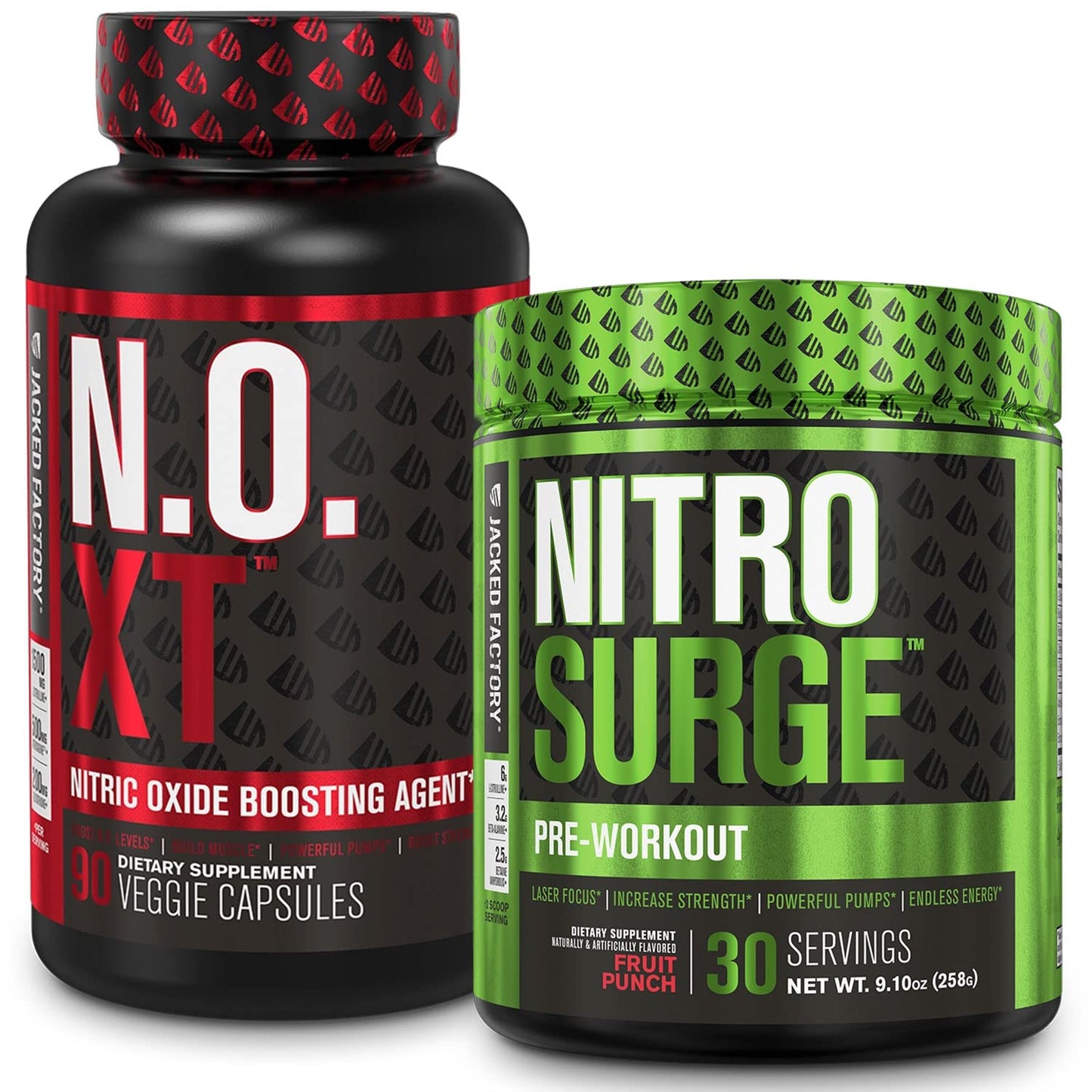 Jacked Factory Nitrosurge Pre-Workout in Fruit Punch & N.O. XT Nitric Oxide Booster