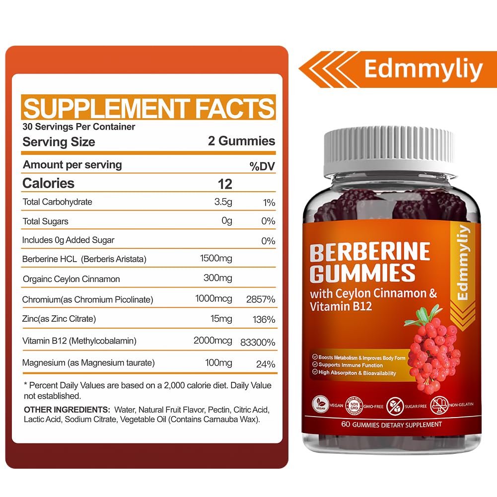 Berberine Gummies 1600mg with Ceylon Cinnamon Sugar Free High Potency Berberine EdmmyliyBuy Supplements Australia