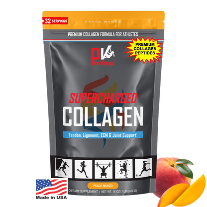 PhysiVantage Supercharged Collagen Peptides Powder - Hydrolyzed Collagen for Joint, Tendon, Ligament, & Skin Health Support - Peach Mango, Keto, Paleo, 16oz | Enhanced with Vitamin C, BCAAs, Grass-Fed PhysiVantageBuy Supplements Australia