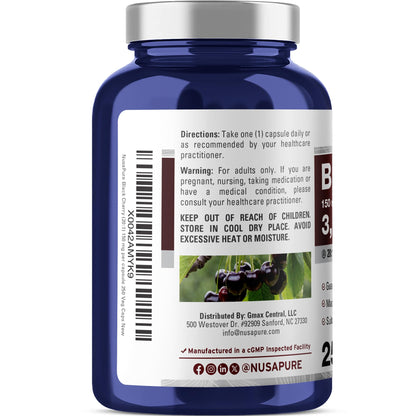 NusaPure Black Cherry Extract 20:1 - Suitable for Vegetarian/Vegan, Non - GMO - 3,000mg 250 Capsules NusaPureBuy Supplements Australia