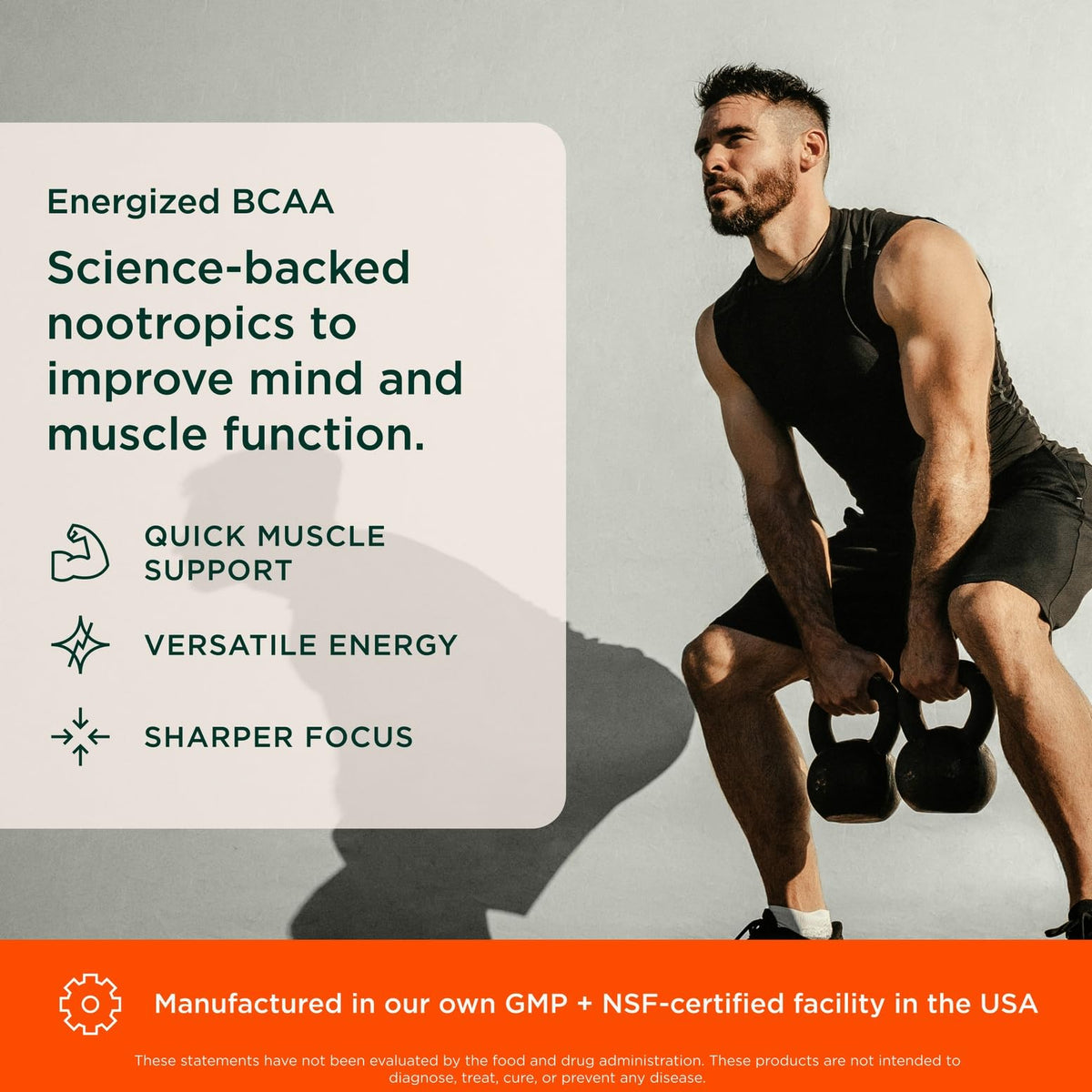 Genius BCAA Powder - 5g Vegan BCAAs L-Glutamine, Cognizin & Rhodiola Muscle Recovery Energy Support 100mg Caffeine Pre, Intra, Post-Workout Nootropic Supplement for Focus & Performance - Orange The Genius BrandBuy Supplements Australia