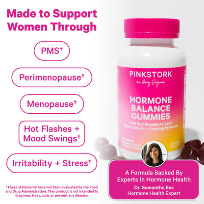 Pink Stork Hormone Balance Gummies for Women – PMS, Menopause & Estrogen Support – Mood, Bloating, Hot Flashes & Energy – Red Raspberry Leaf, Black Cohosh, Primrose – 60 Vegan Gummies Pink StorkBuy Supplements Australia
