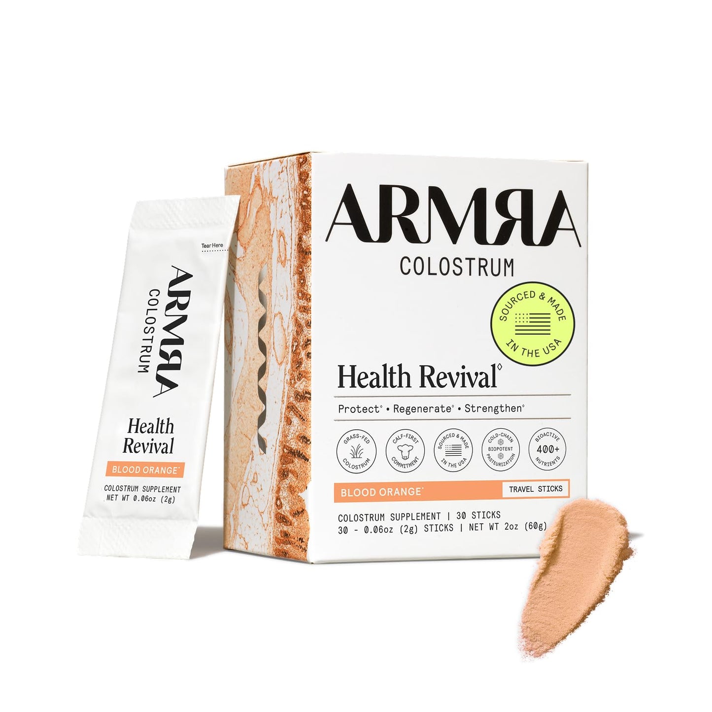 ARMRA Colostrum™ Powder | Blood Orange | Gut Health & Bloating | Skin & Hair | Immunity | Keto, Gluten & Fat-Free | 30 Servings ARMRA canada supplements