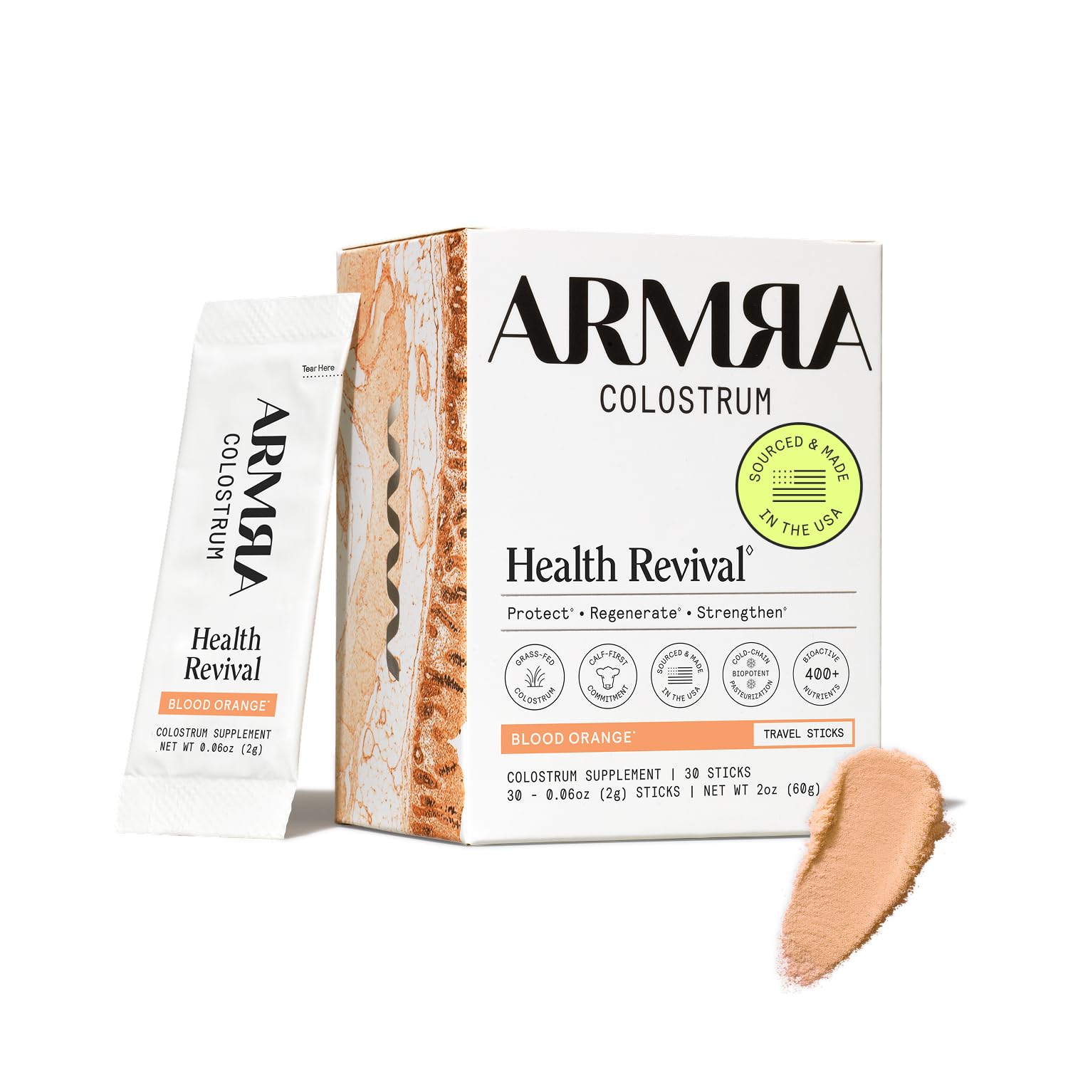 ARMRA Colostrum™ Powder | Blood Orange | Gut Health & Bloating | Skin & Hair | Immunity | Keto, Gluten & Fat-Free | 30 Servings ARMRA canada supplements