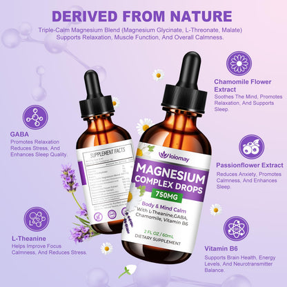 Magnesium Glycinate Liquid Drops for Women & Men, Triple Calm Magnesium Complex Supplement with L-Threonate, Malate, L-Theanine for Kids Adults Calm, Sleep & Mood, Sugar-Free, Natural Flavor, 2 fl oz loiomayBuy Supplements Australia