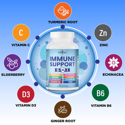 NEW AGE 8 in 1 Immune Support Booster Supplement with Echinacea, Vitamin C NEW AGEBuy Supplements Australia