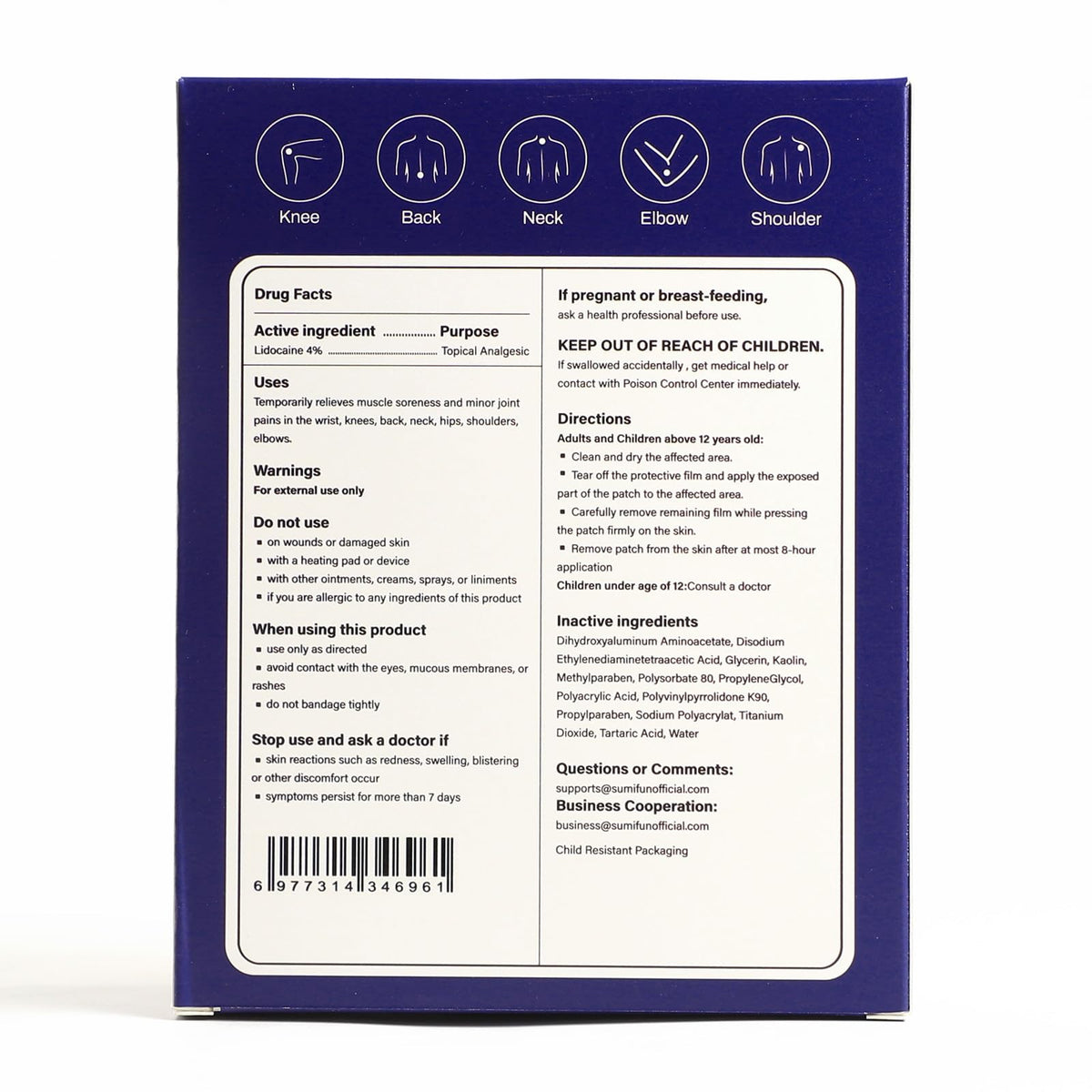 Sumifun 4% Lidocaine Patches Maximum Strength - Pain Relieving Gel Patch for Muscle Soreness, Back Ache, Knee, Neck & Joint Pains - Topical Analgesic (Large, Count, 17) SumifunBuy Supplements Australia