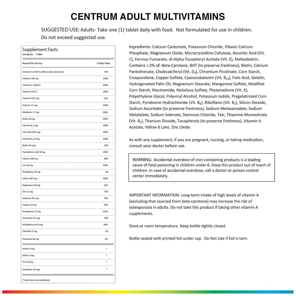 Centrum Adult Multivitamin/Multimineral Supplement with Antioxidants, Zinc, Vitamin D3 and B Vitamins, Gluten Free, Non-GMO Ingredients - 200 Count CentrumBuy Supplements Australia