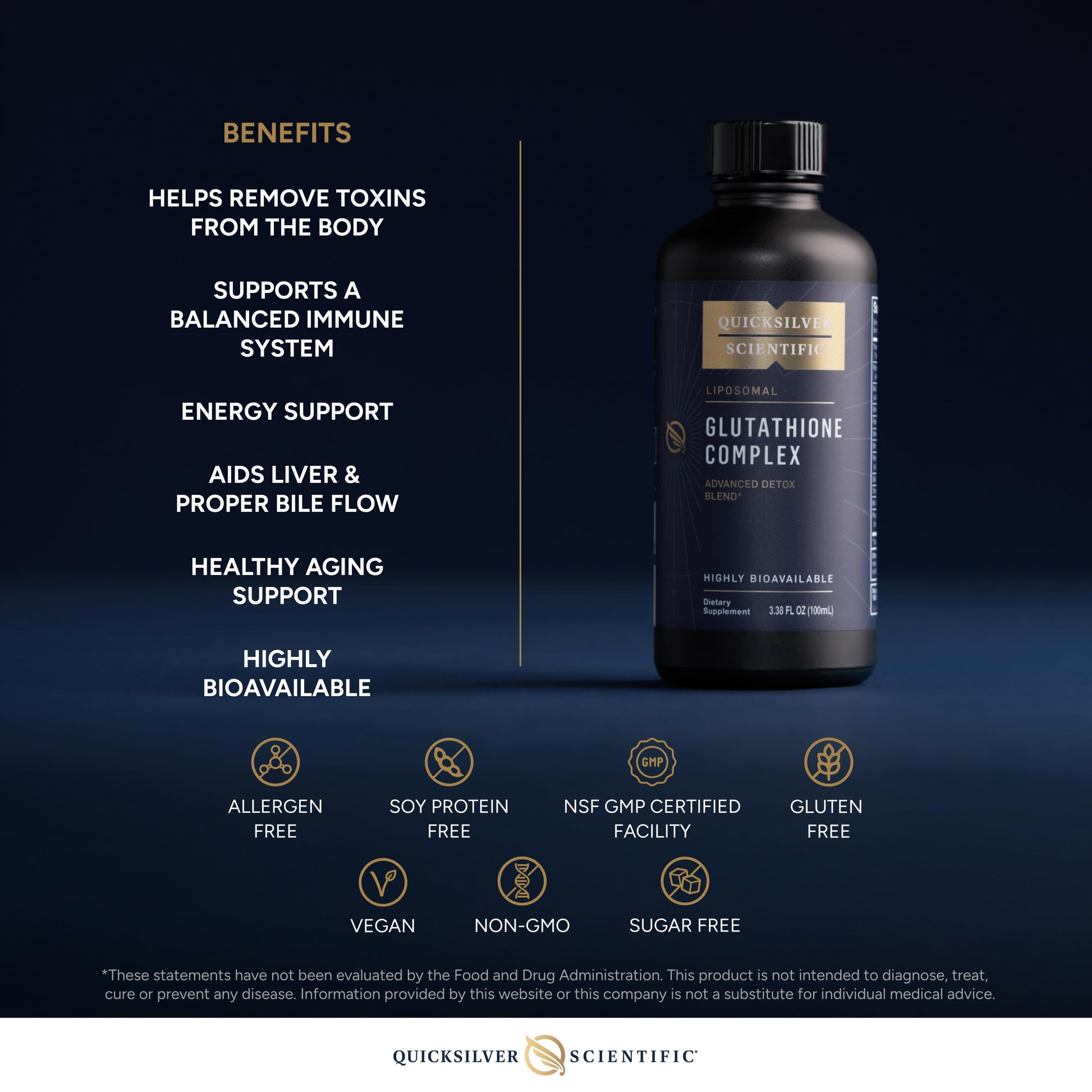 Quicksilver Scientific Glutathione Complex - Superior Absorption Antioxidant Supplement with Liquid Glutathione & Milk Thistle - Vitamin B Complex - Supplement for Daily Use (3.38 fl oz) Quicksilver ScientificBuy Supplements Australia