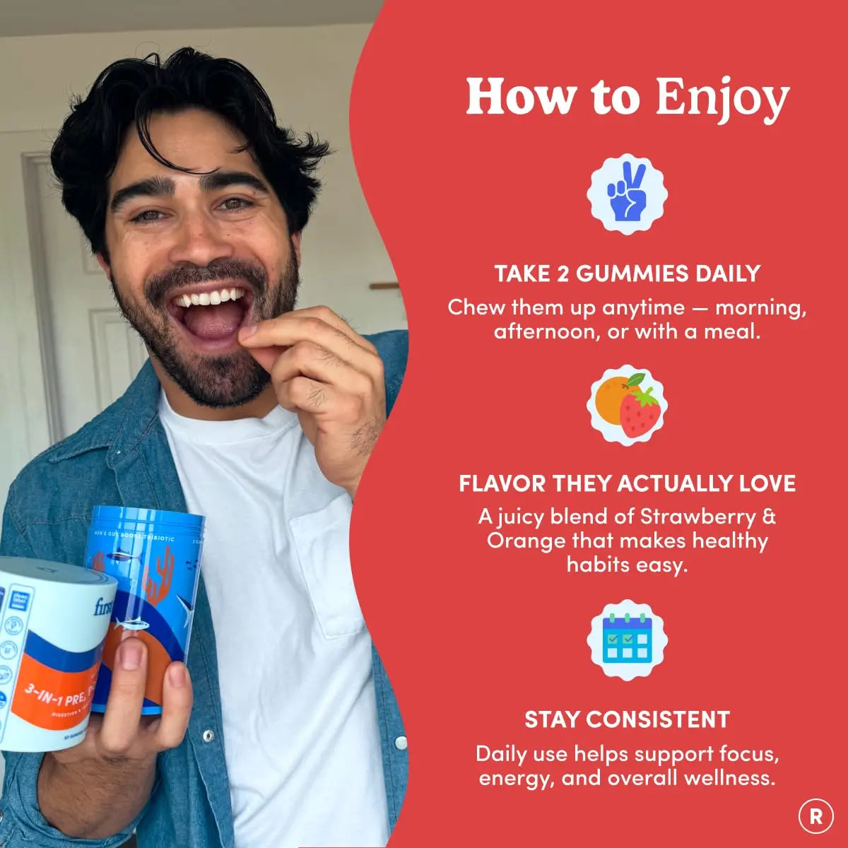 FIRST DAY 3 in 1 Probiotics for Men - Prebiotic, Probiotic & Postbiotic Supplement – Mens Probiotic for Digestive Health, Oral Health, Immune Function, Energy, Gut Health for Men – 30-Day Supply FIRST DAYBuy Supplements Australia