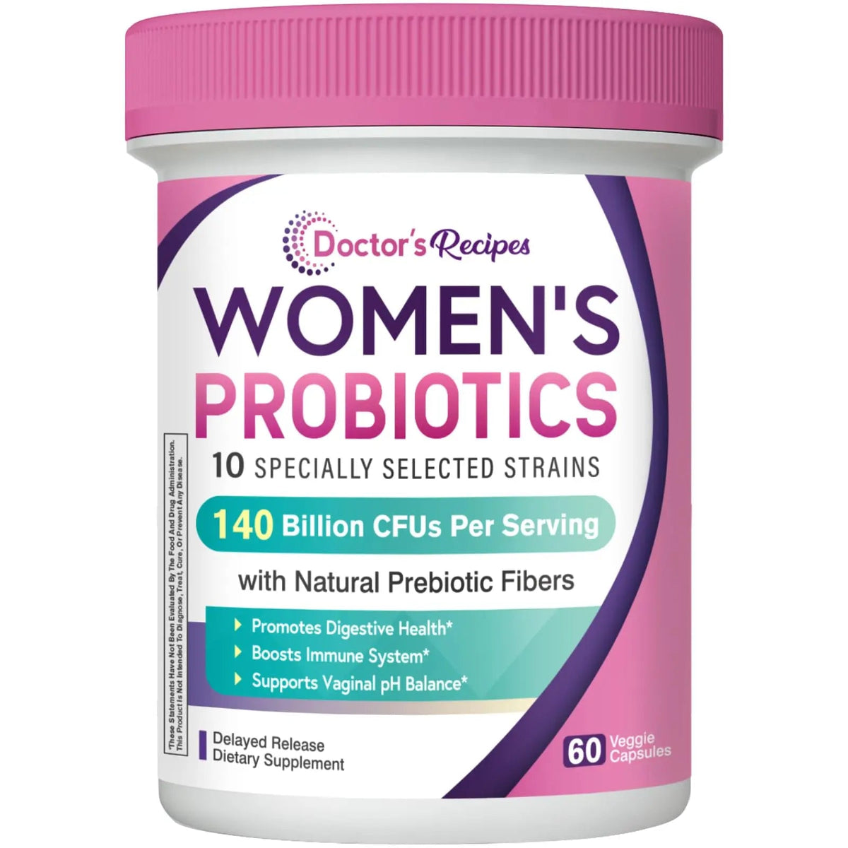 Doctor's Recipes Probiotics for Women, Organic Prebiotics and Probiotics for Digestive Health, Vaginal Health, 140 Billion CFU, 10 Strains, Shelf Stable, 60 Capsules Doctor's RecipesBuy Supplements Australia
