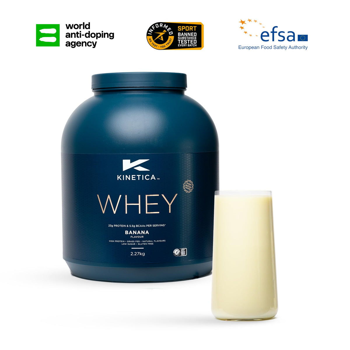Kinetica Banana Whey Protein Powder | 2.27kg | 23g Protein per Serving | 76 Servings KineticaBuy Supplements Australia
