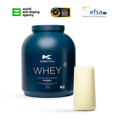 Kinetica Banana Whey Protein Powder | 2.27kg | 23g Protein per Serving | 76 Servings KineticaBuy Supplements Australia