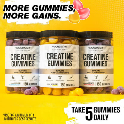 Jacked Factory Creatine Gummies 5g Daily Dose (1g per Gummy) - Creatine Gummy for Men and Women, Vegan-Friendly, Travel-Friendly, Third-Party Tested - 150 Gummies, Blue Raspberry Jacked FactoryBuy Supplements Australia
