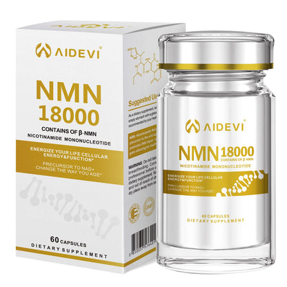 AIDEVI NMN 18000 - Nicotinamide Mononucleotide Supplement with Resveratrol, Stabilized Form & 99% High Purity to Boost NAD+ Levels for DNA Repair Supplement, for Healthy Aging, 60 Capsules AIDEVIBuy Supplements Australia