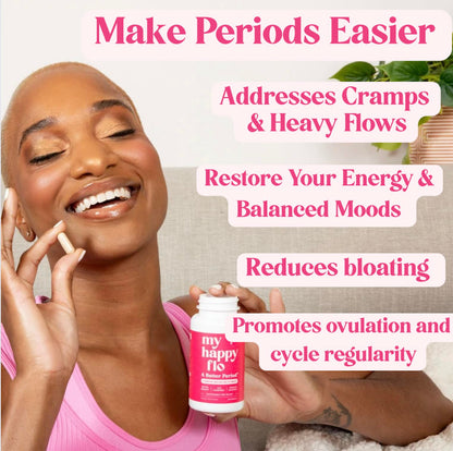 My Happy Flo PMS Support Supplement for Women with Iron, PMS Relief Hormone Support for Women, 10-in-1 PMDD Supplements for Women | DIM & I3C Indole-3-Carbinol for Cramp Relief, Heavy Flow - 60 Caps My Happy FloBuy Supplements Australia