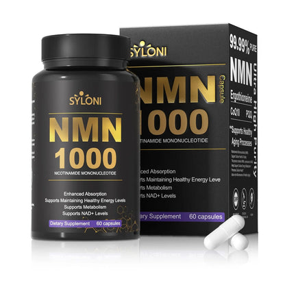 Syloni NMN Supplement 1000mg, 99% Pure NMN 4-in-1 NAD+ Booster with PQQ, CoQ10, L-Ergothioneine, 60 Capsules Nicotinamide Mononucleotide - Anti-Aging, Energy Boost, DNA Repair for Adults, Vegan SyloniBuy Supplements Australia