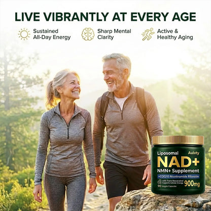 Auivty Liposomal NAD+ NMN Supplement with COQ10, Nicotinamide Riboside, Trans-Resveratrol, 900mg, 90 Veggie Capsules AuivtyBuy Supplements Australia